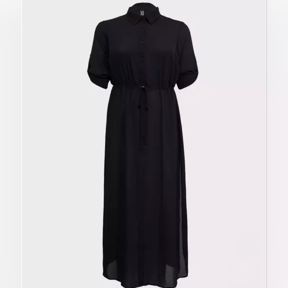 Torrid Black Button Down Maxi Cover-Up / Kimono / Duster / Shirt Dress Size 2 - Picture 3 of 7